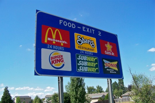 road sign restaurants
