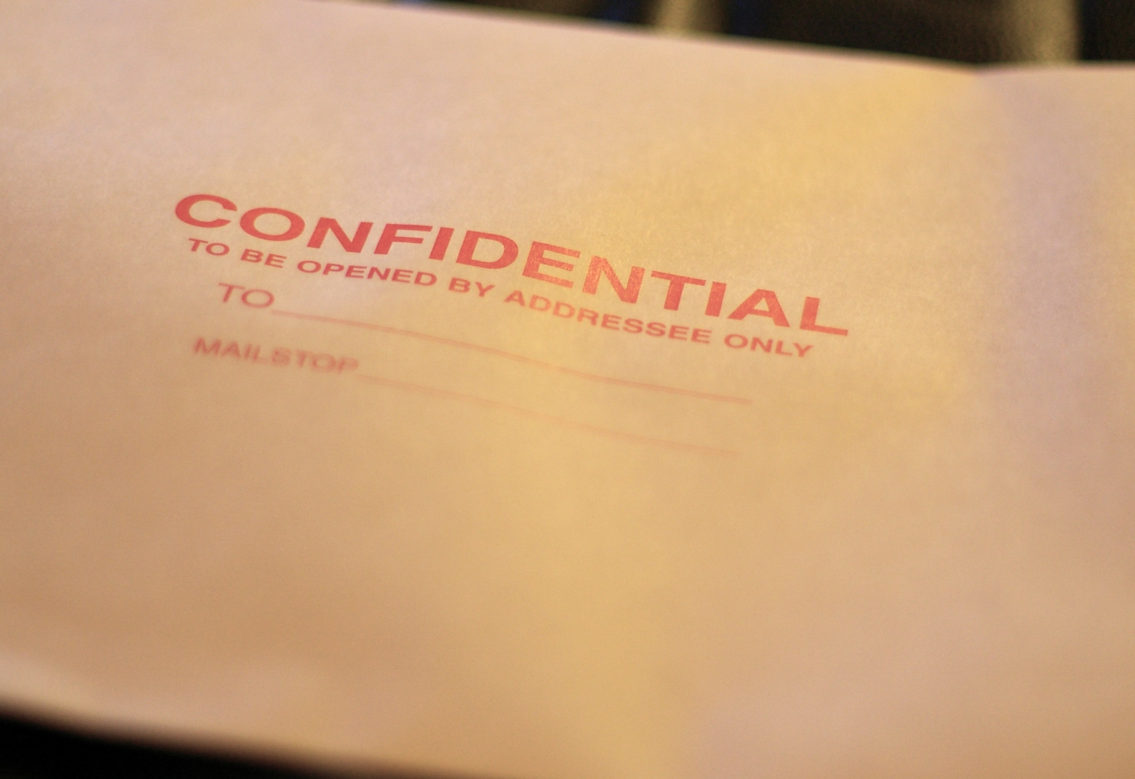 confidential secret envelope